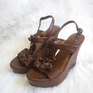 Brown Leather Wedges